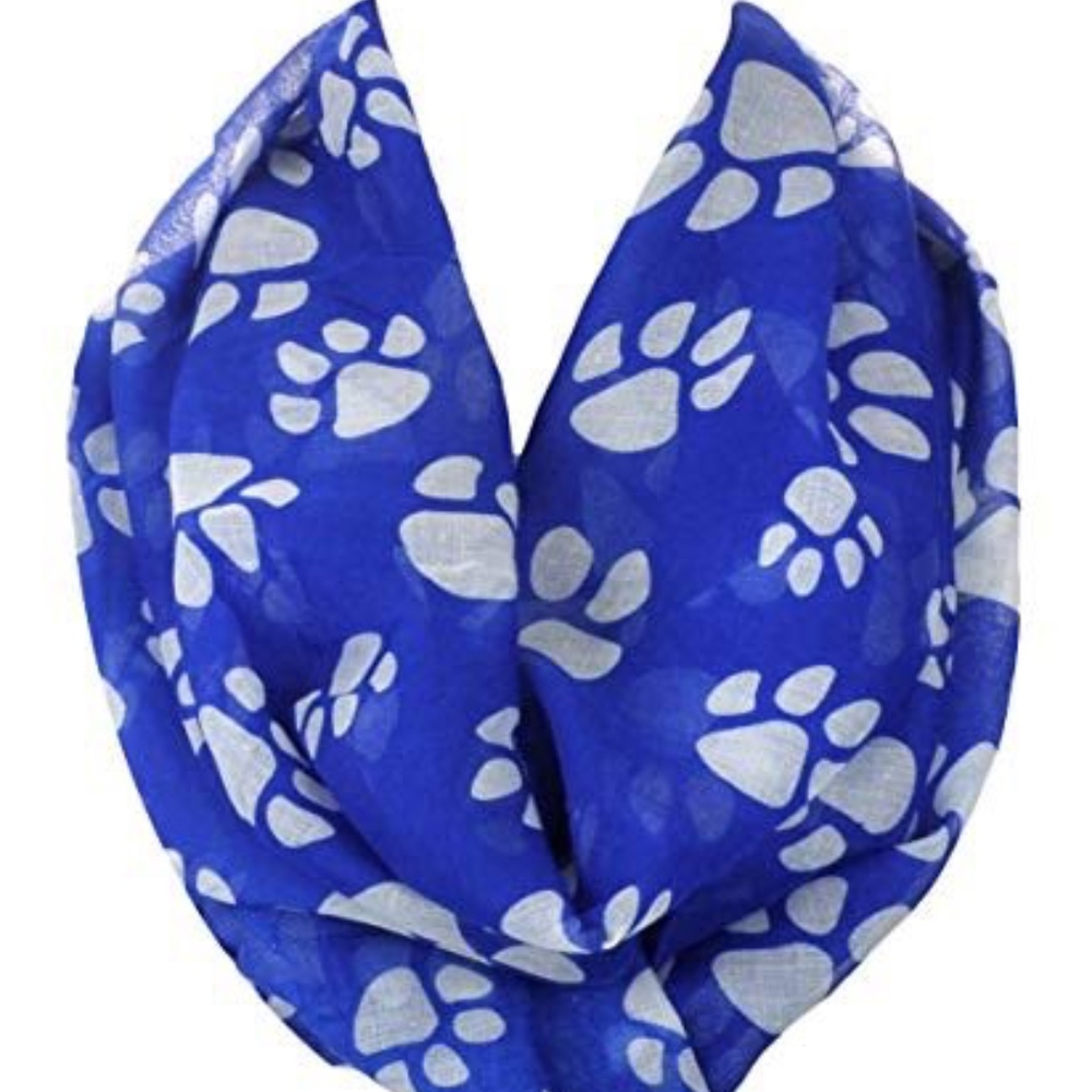 Paw Print Infinity Scarf blue and white
